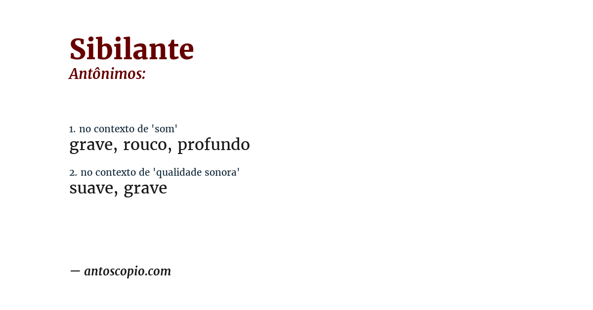 Antônimo de sibilante