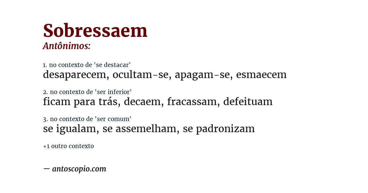 Antônimo de sobressaem
