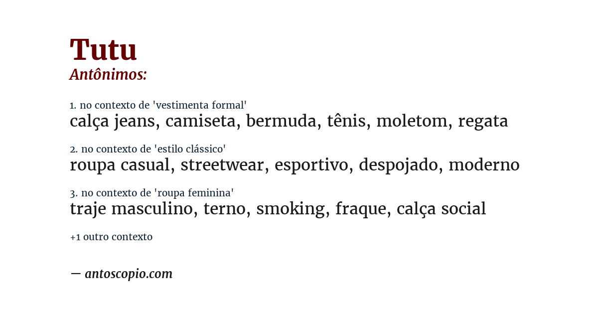 Antônimo de tutu