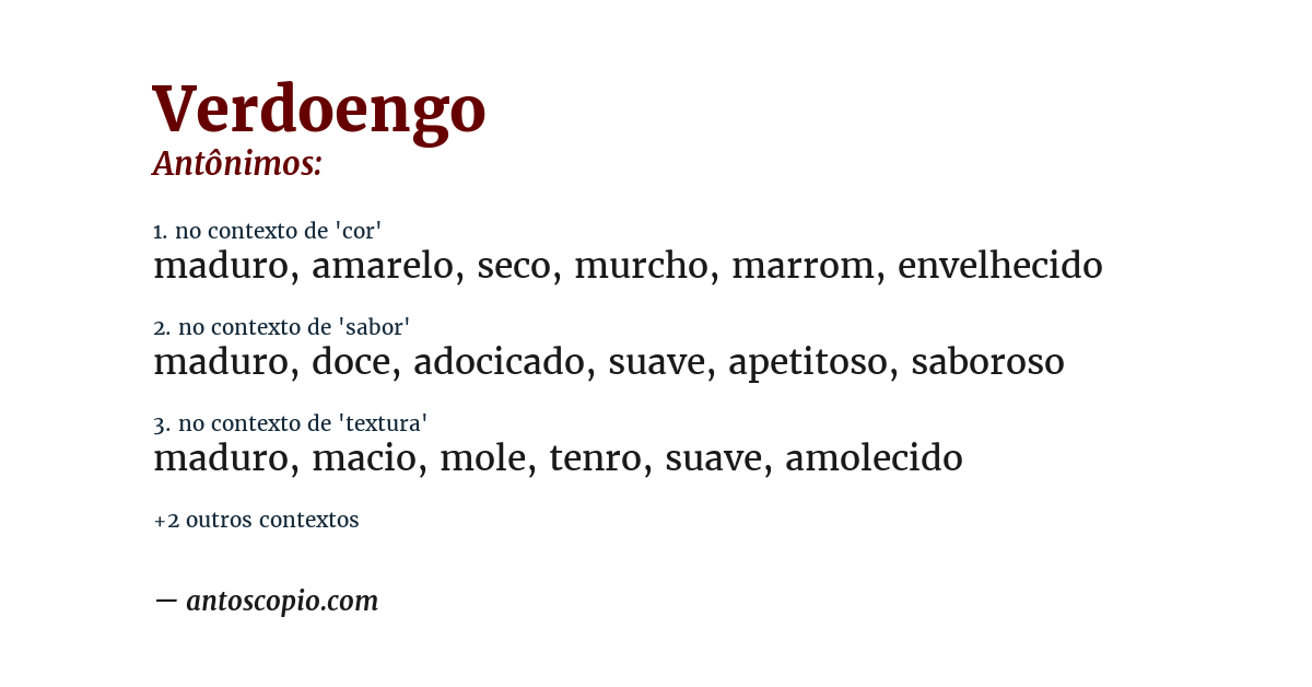 Antônimo de verdoengo