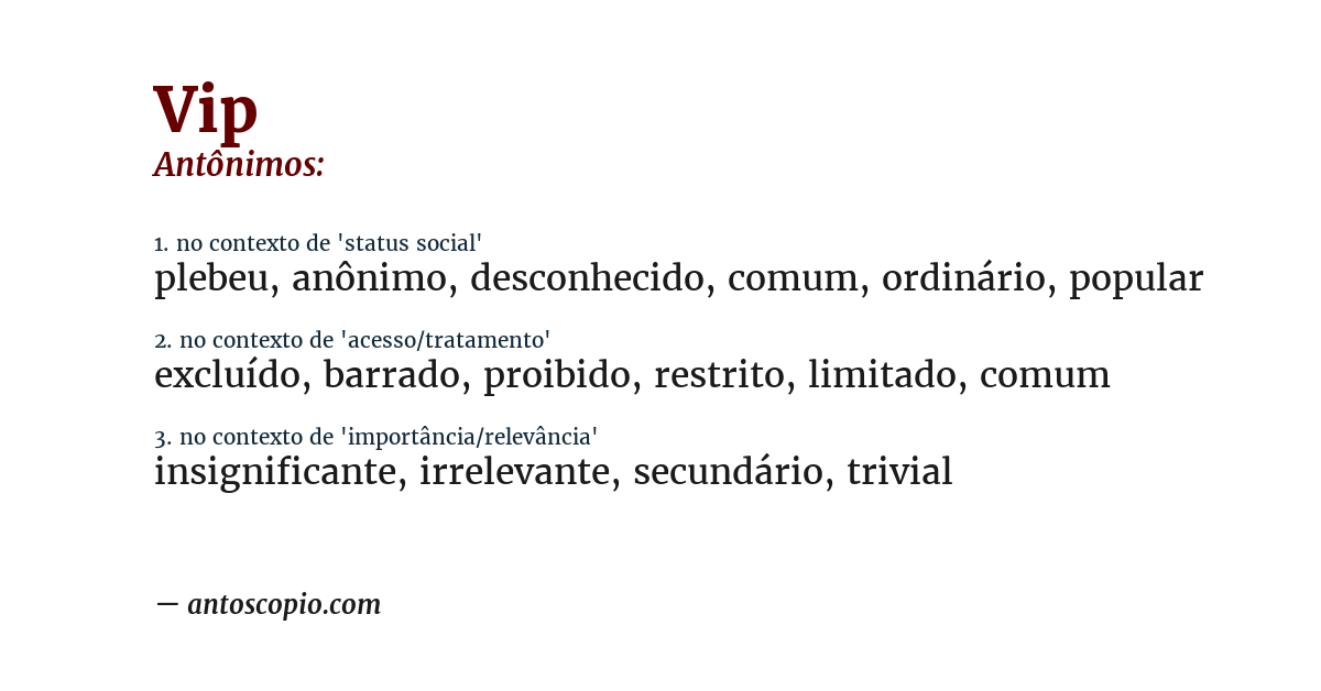 Antônimo de vip
