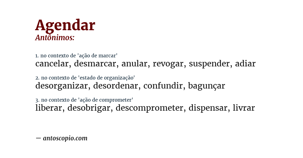 Antônimo de agendar