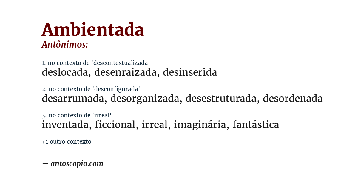 Antônimo de ambientada