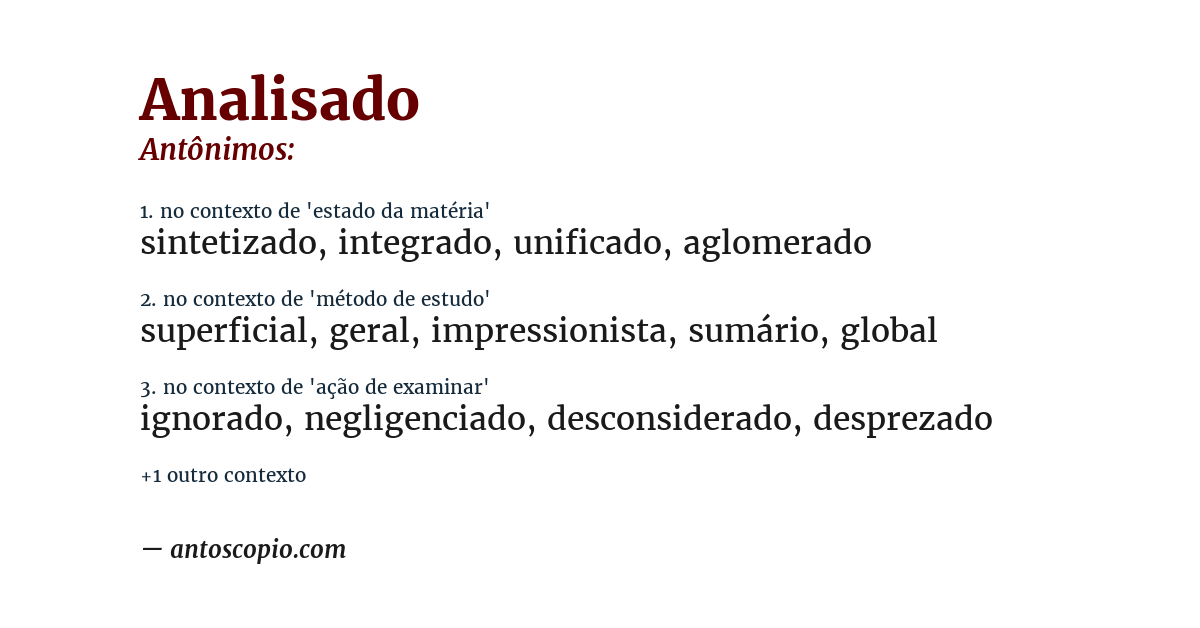 Antônimo de analisado