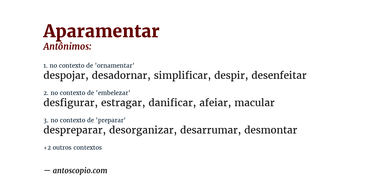 Antônimo de aparamentar