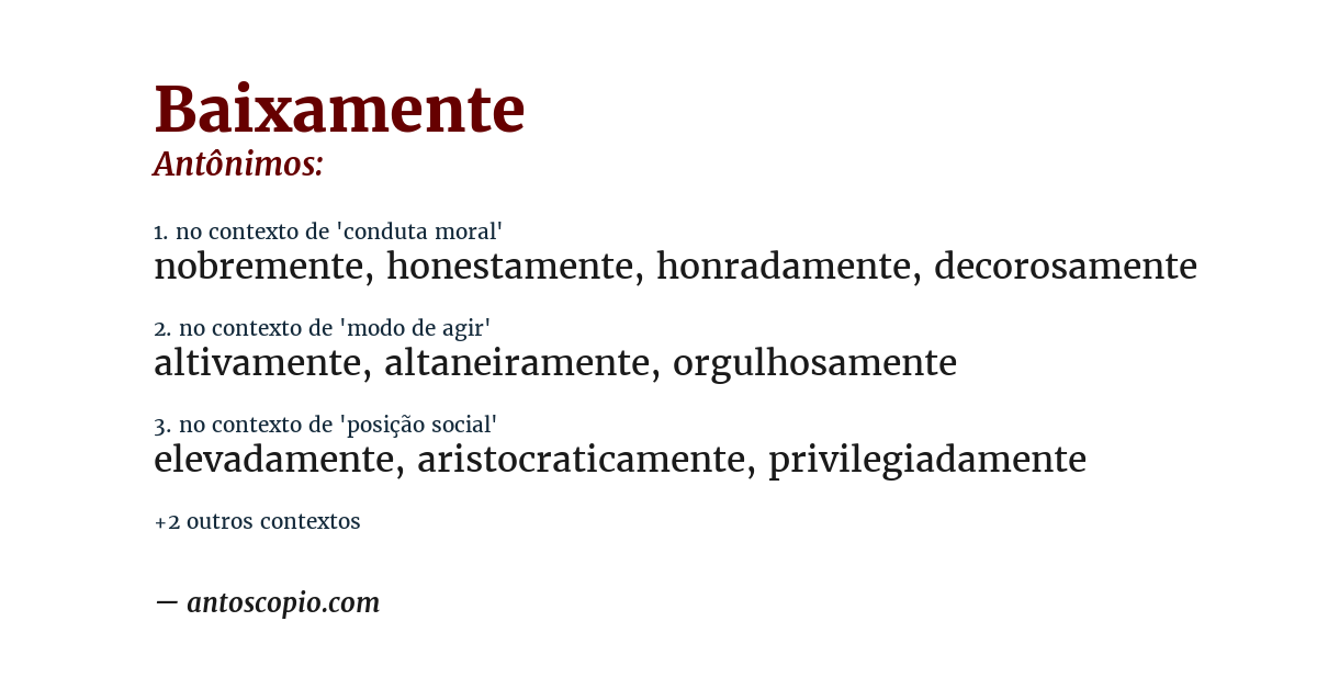 Antônimo de baixamente