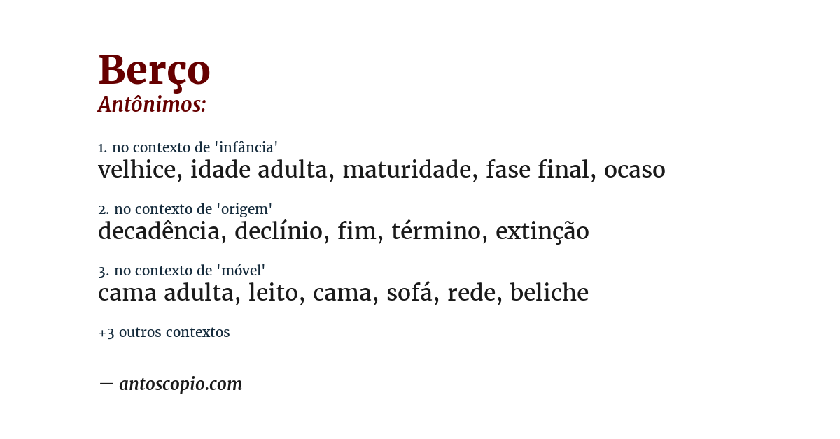 Antônimo de berço