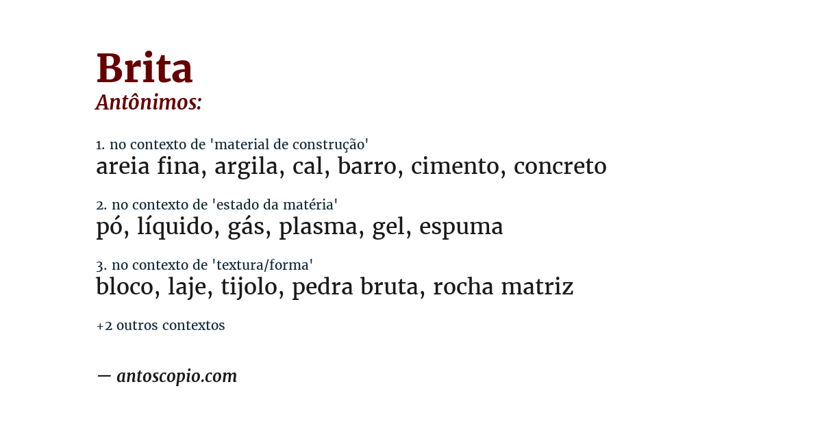 Antônimo de brita