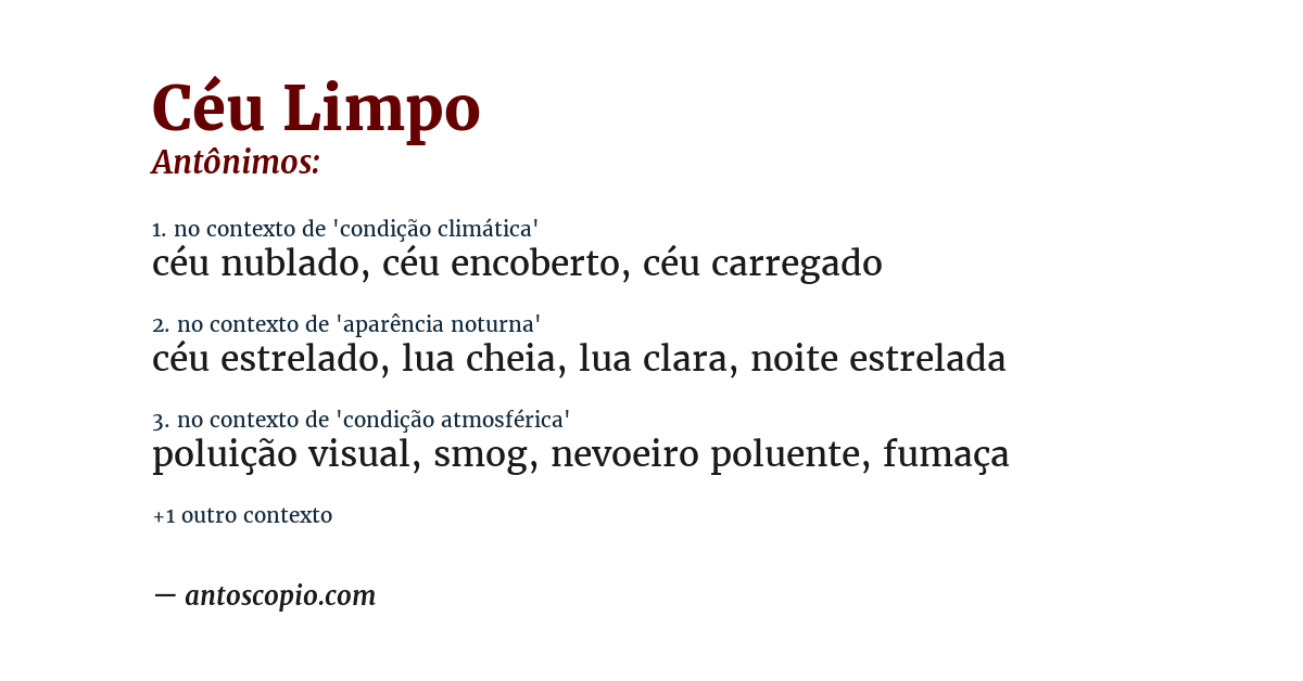 Antônimo de céu limpo