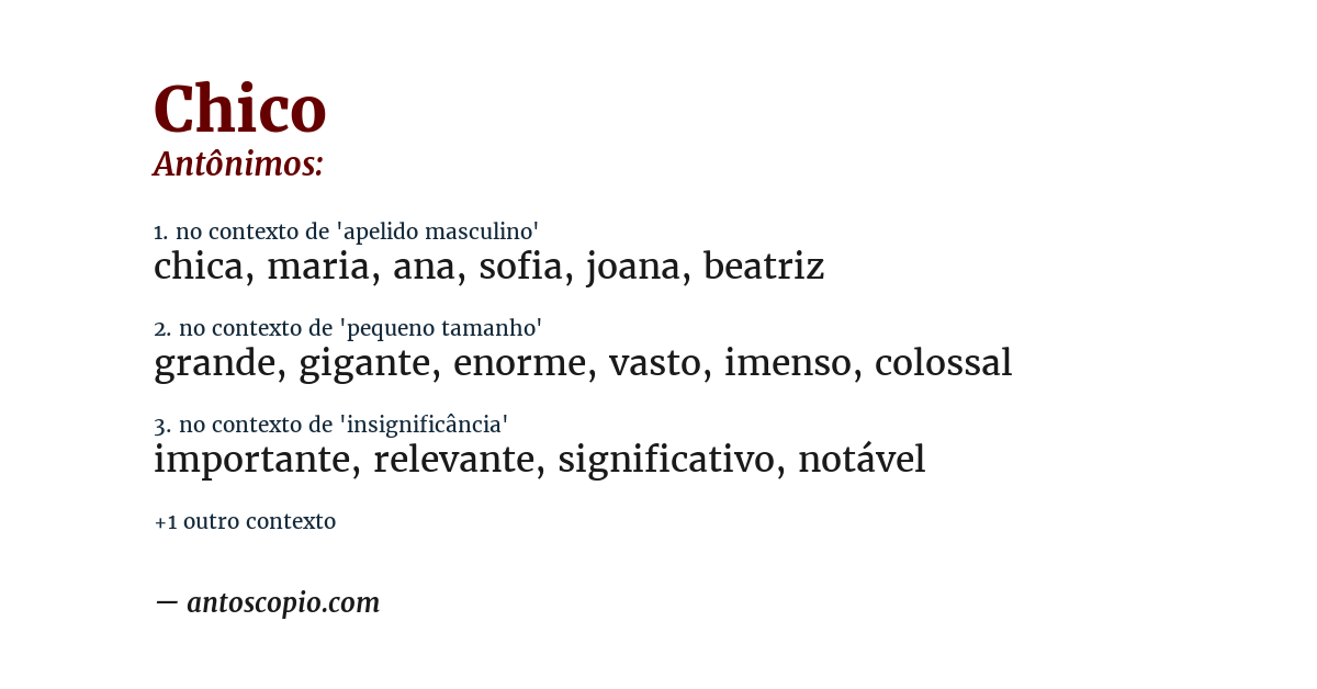 Antônimo de chico