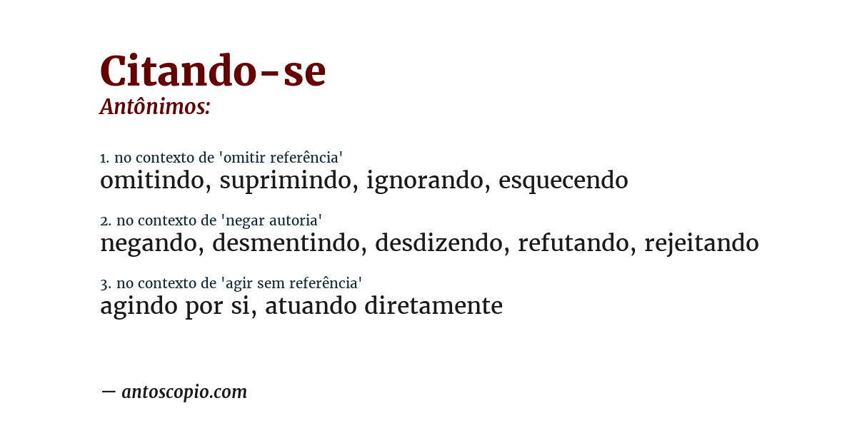 Antônimo de citando-se
