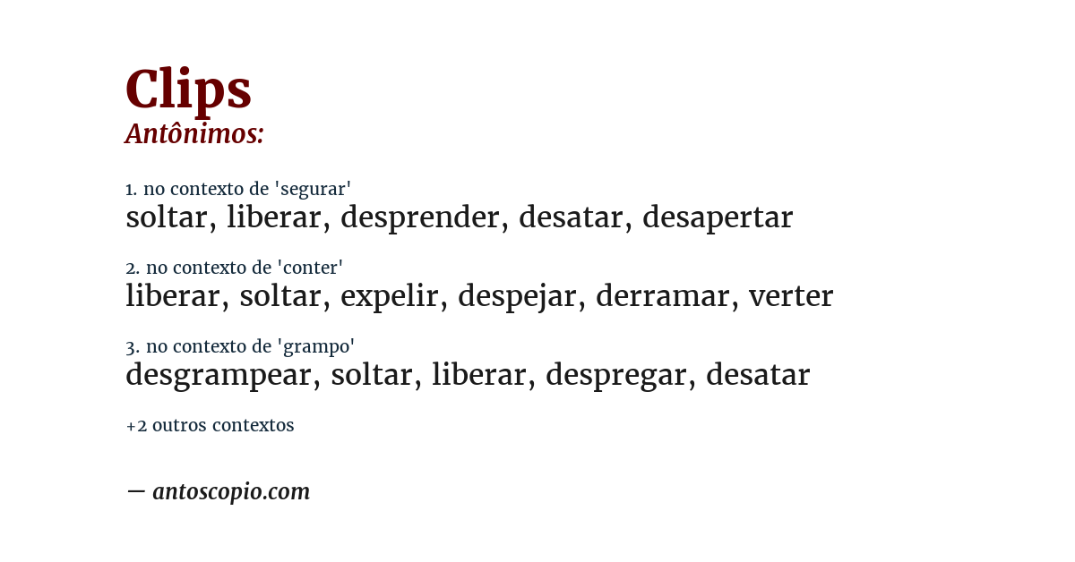 Antônimo de clips