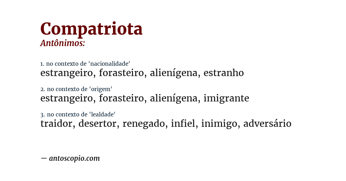 Antônimo de compatriota