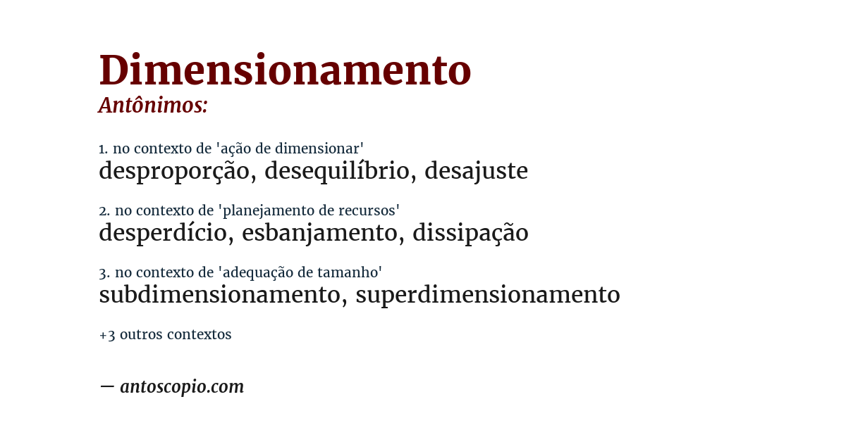 Antônimo de dimensionamento