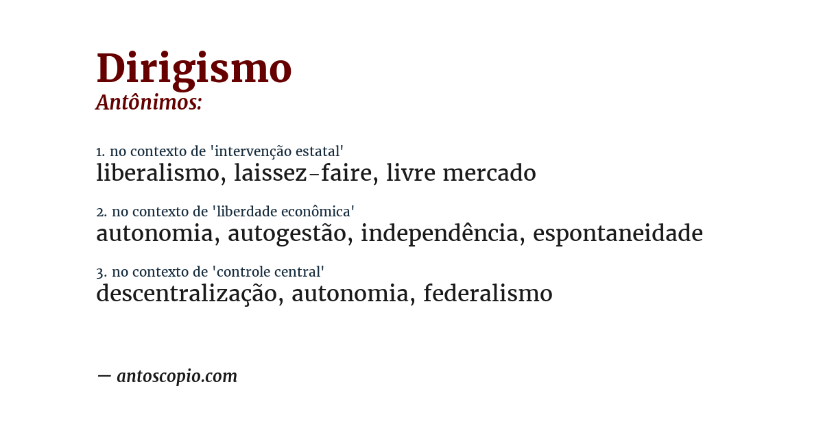 Antônimo de dirigismo