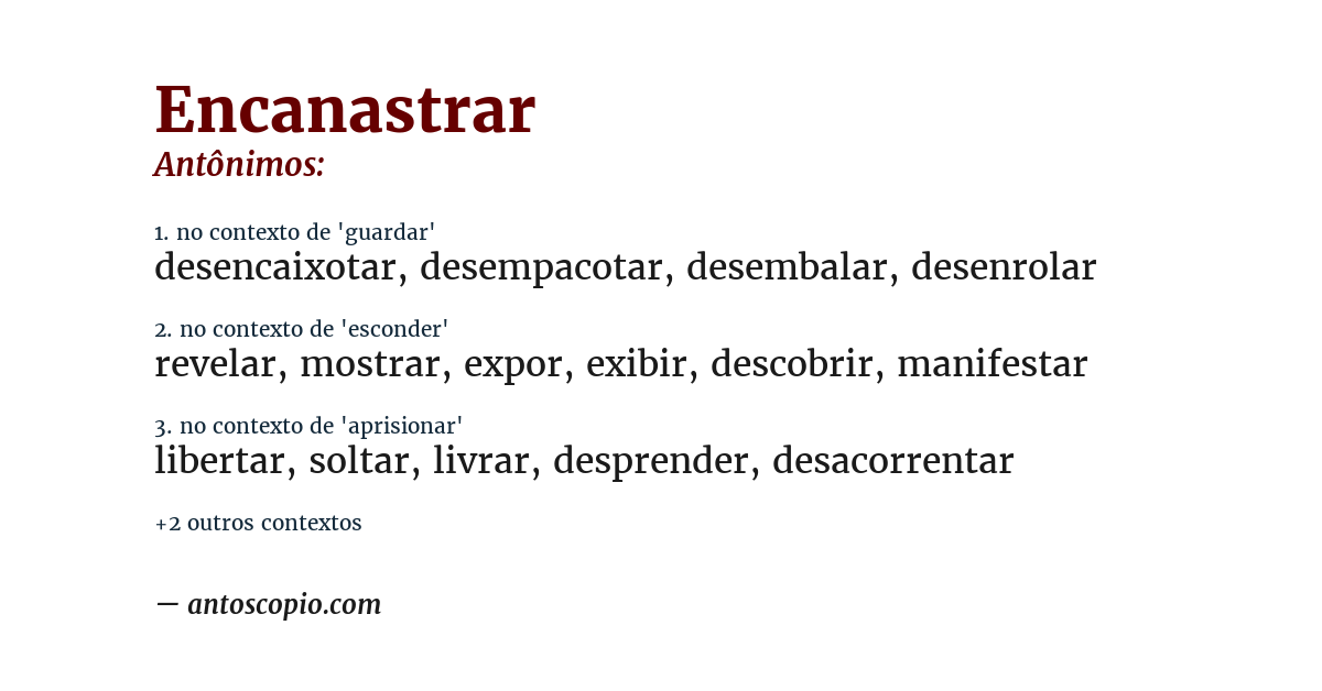 Antônimo de encanastrar