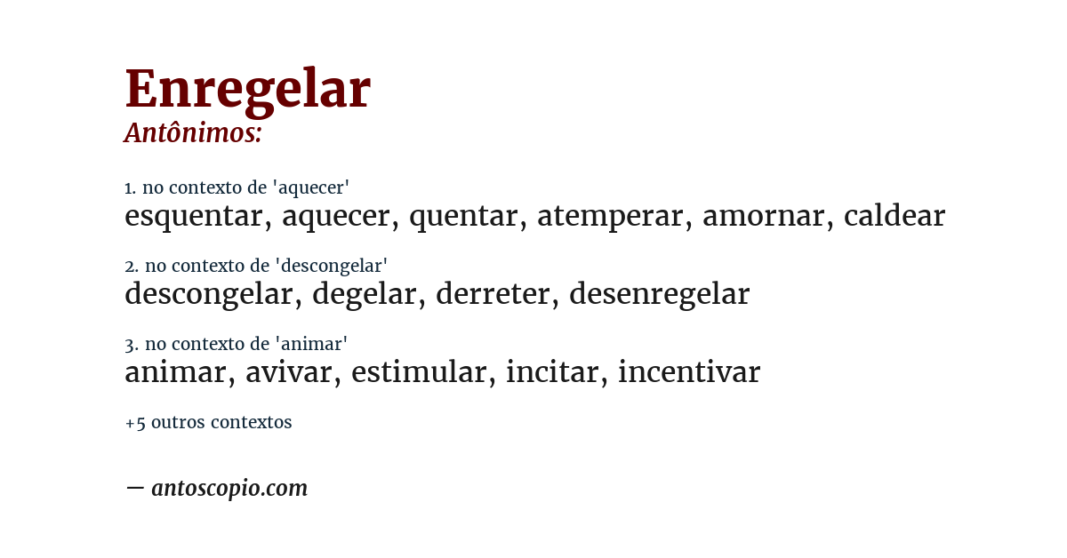 Antônimo de enregelar