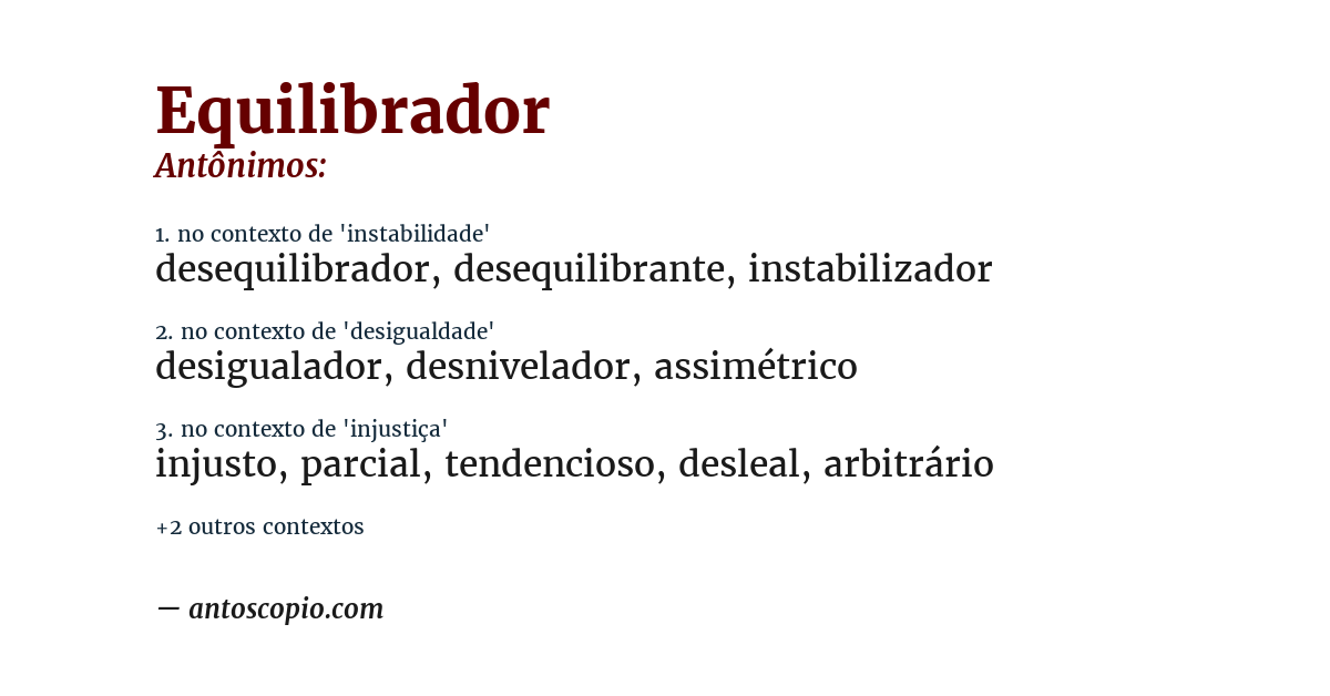 Antônimo de equilibrador