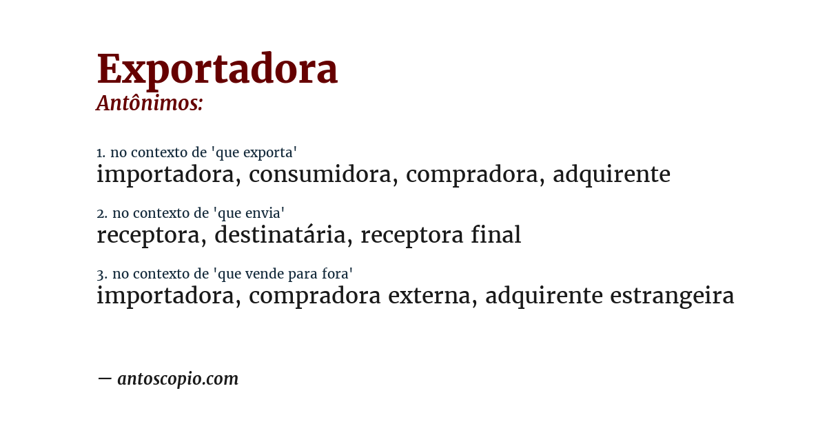 Antônimo de exportadora