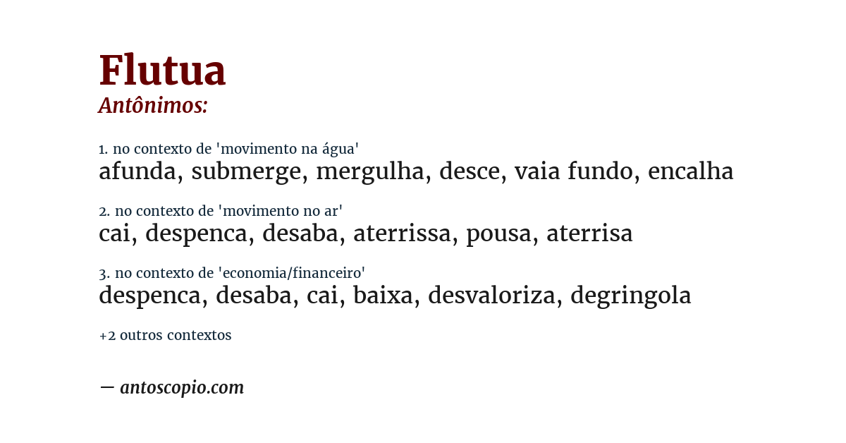 Antônimo de flutua