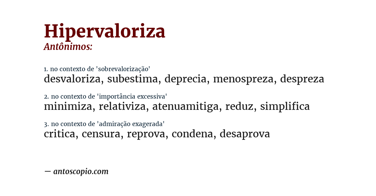 Antônimo de hipervaloriza