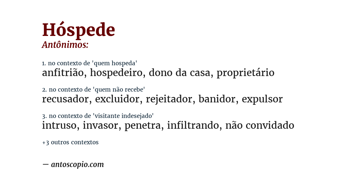 Antônimo de hóspede