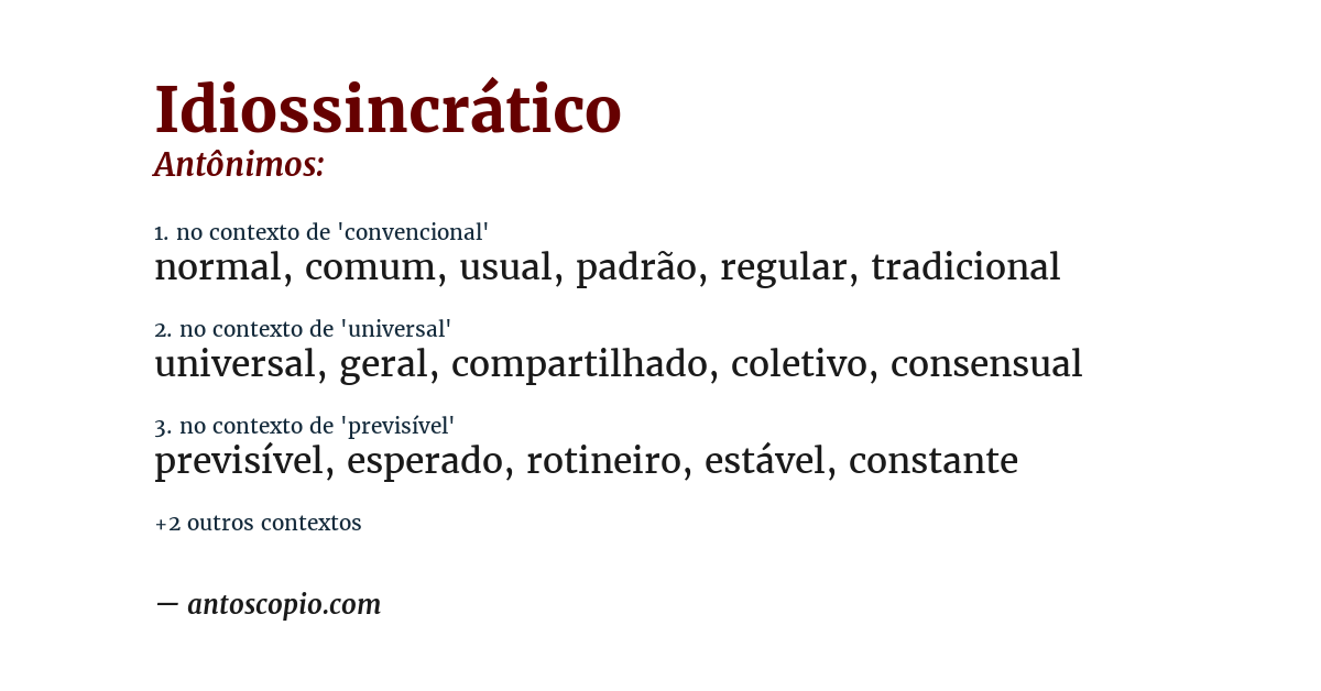 Antônimo de idiossincrático