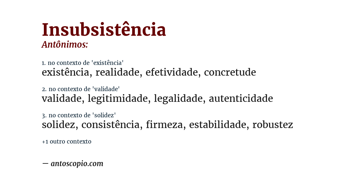 Antônimo de insubsistência