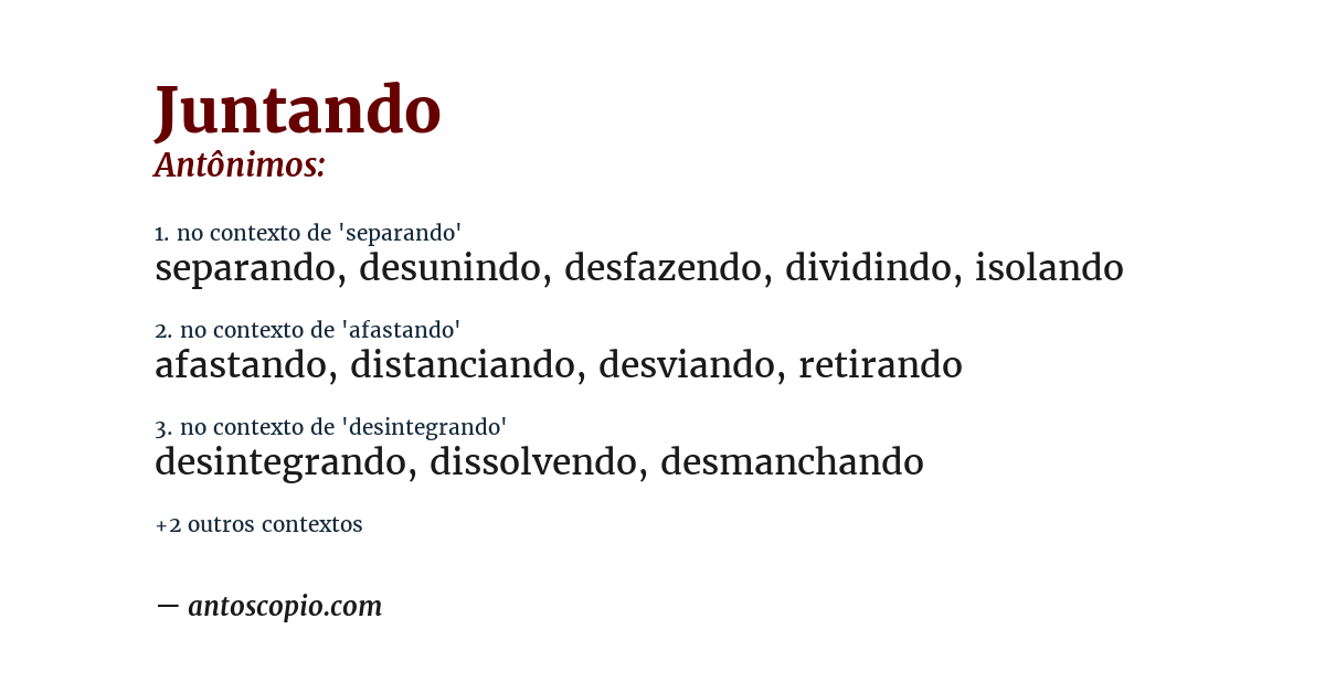 Antônimo de juntando