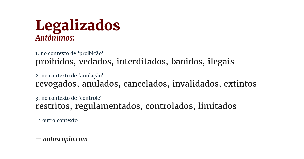 Antônimo de legalizados