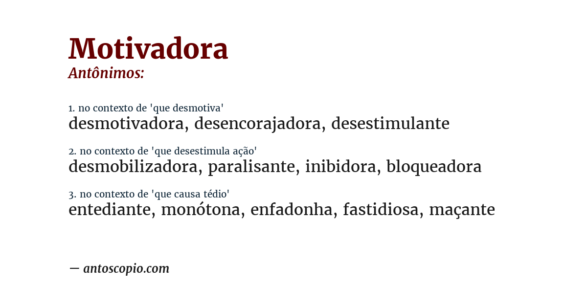 Antônimo de motivadora