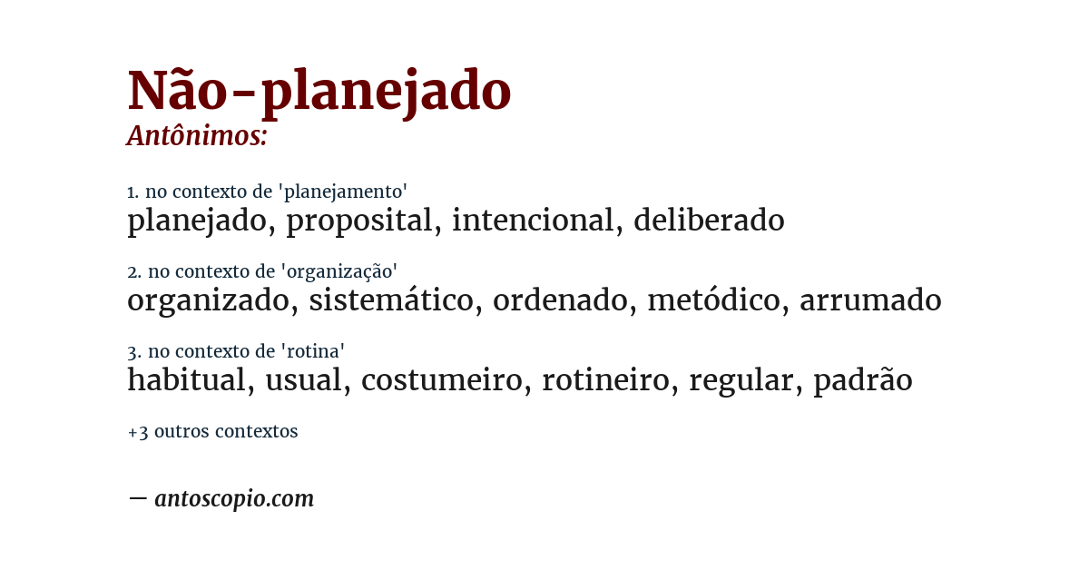 Antônimo de não-planejado