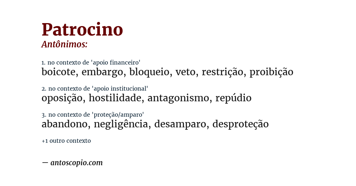 Antônimo de patrocino