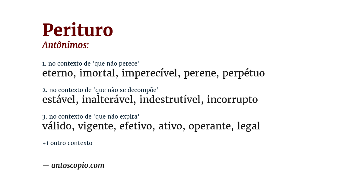 Antônimo de perituro