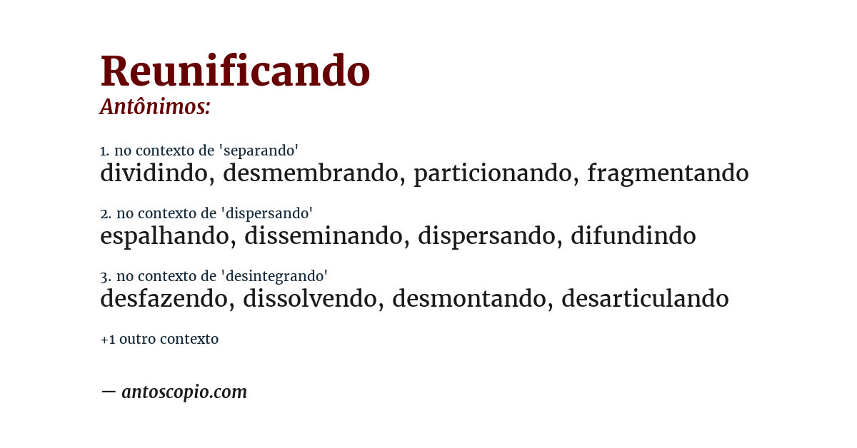 Antônimo de reunificando