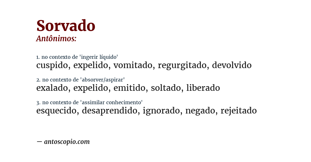 Antônimo de sorvado