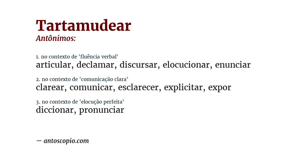 Antônimo de tartamudear