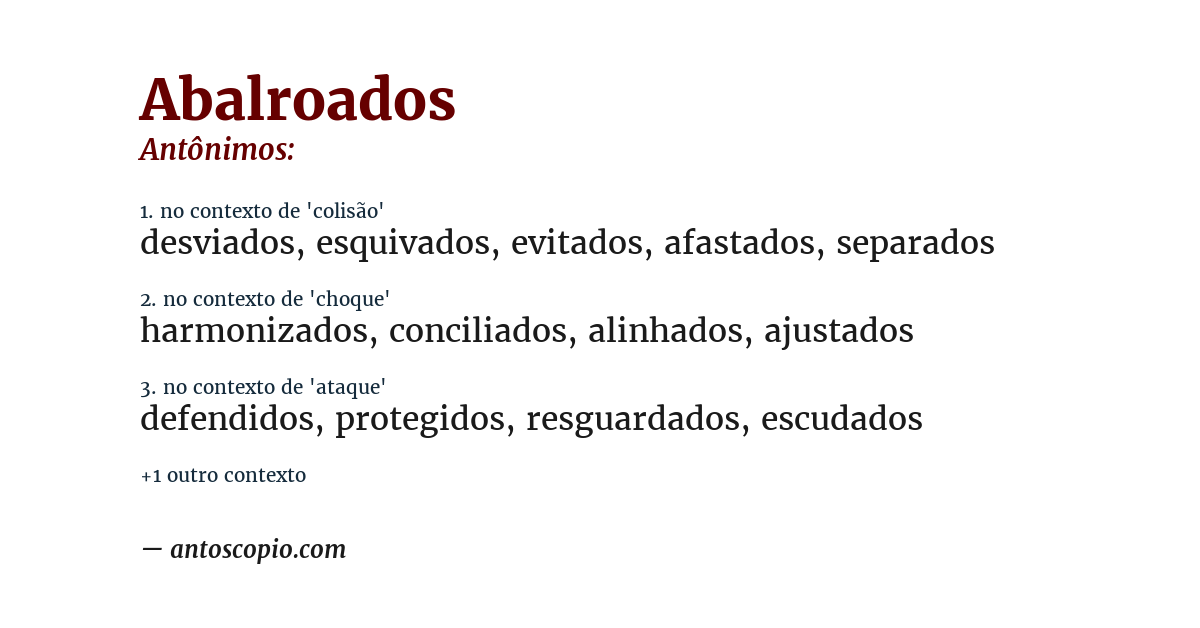 Antônimo de abalroados