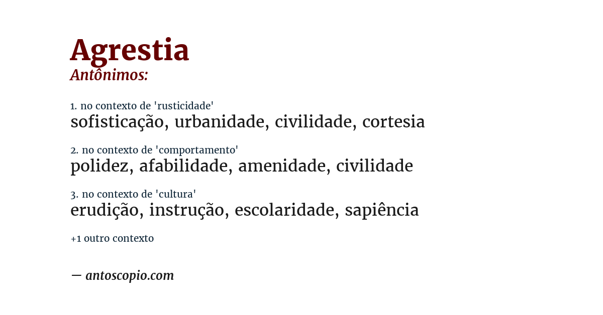 Antônimo de agrestia