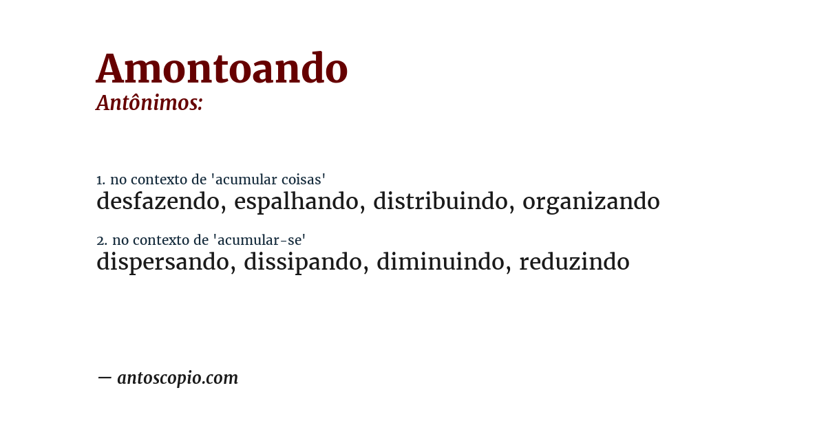 Antônimo de amontoando
