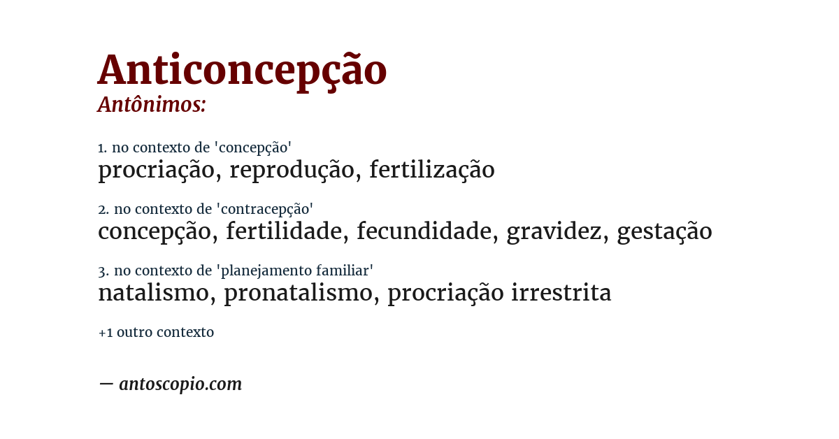 Antônimo de anticoncepção