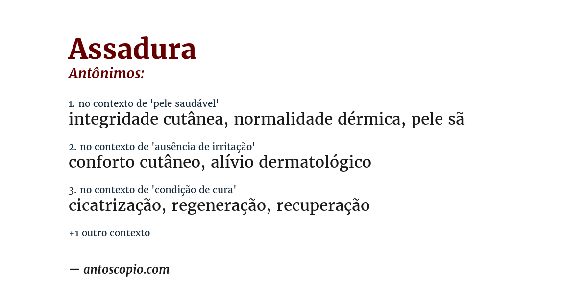 Antônimo de assadura