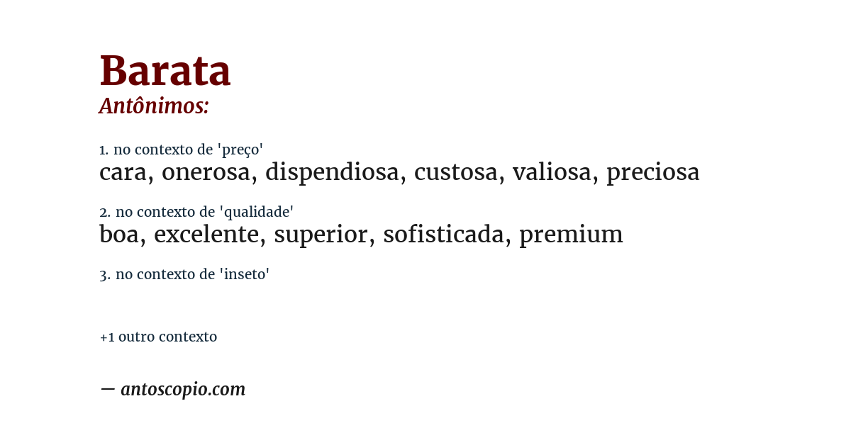Antônimo de barata