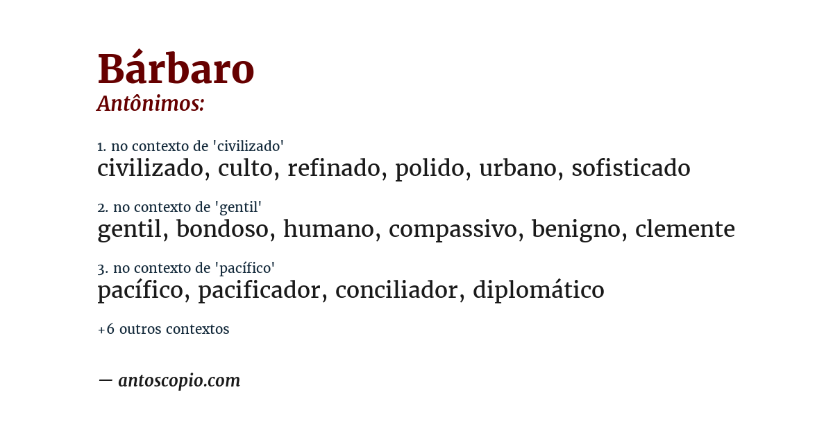 Antônimo de bárbaro
