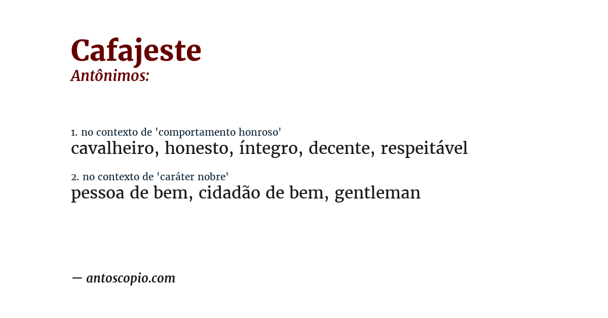 Antônimo de cafajeste