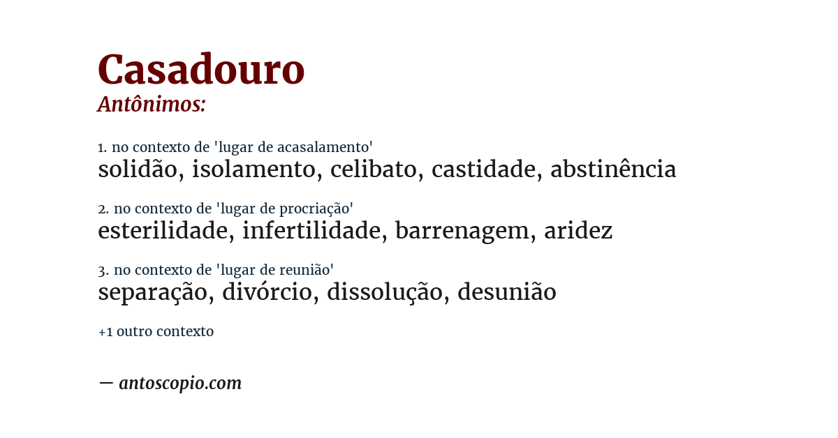 Antônimo de casadouro