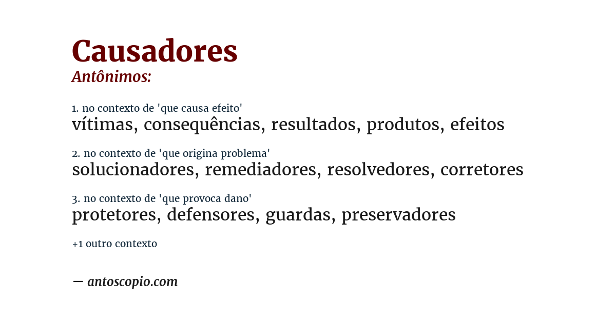 Antônimo de causadores