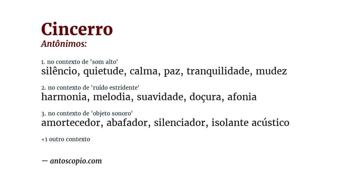 Antônimo de cincerro