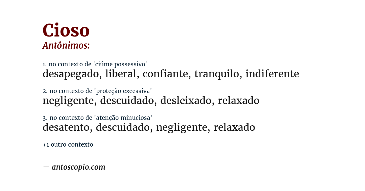 Antônimo de cioso