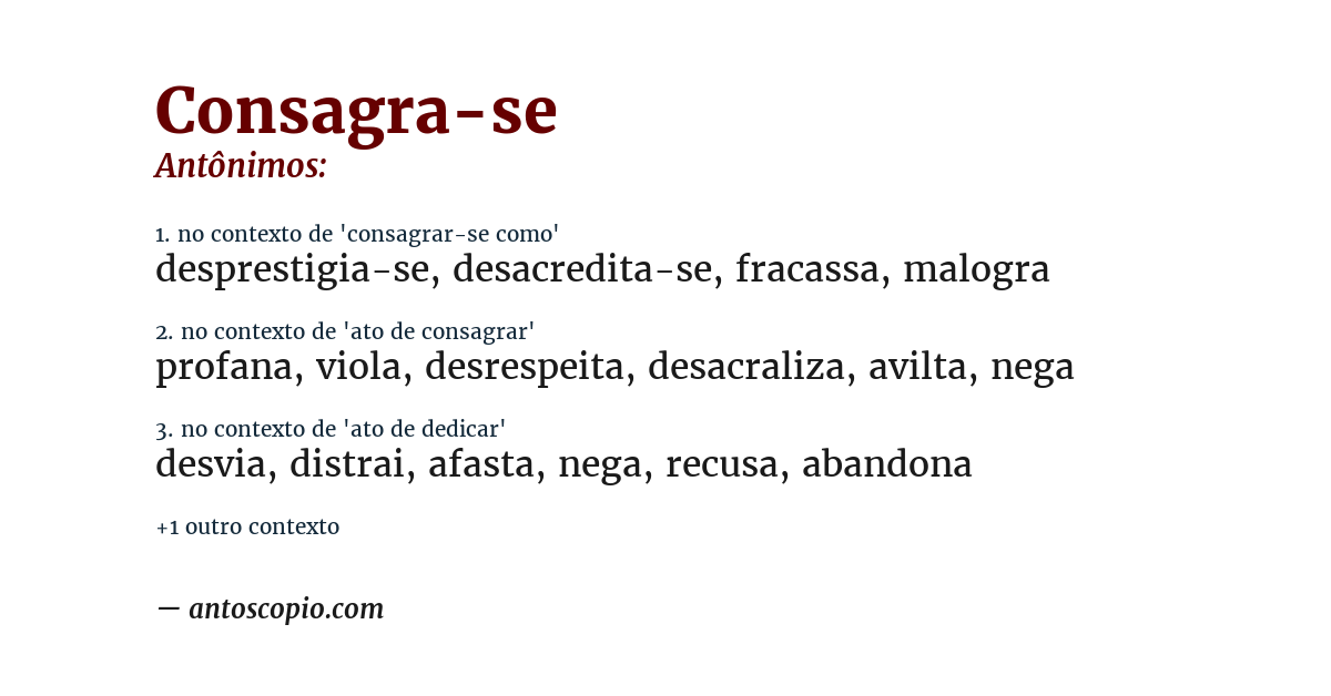 Antônimo de consagra-se